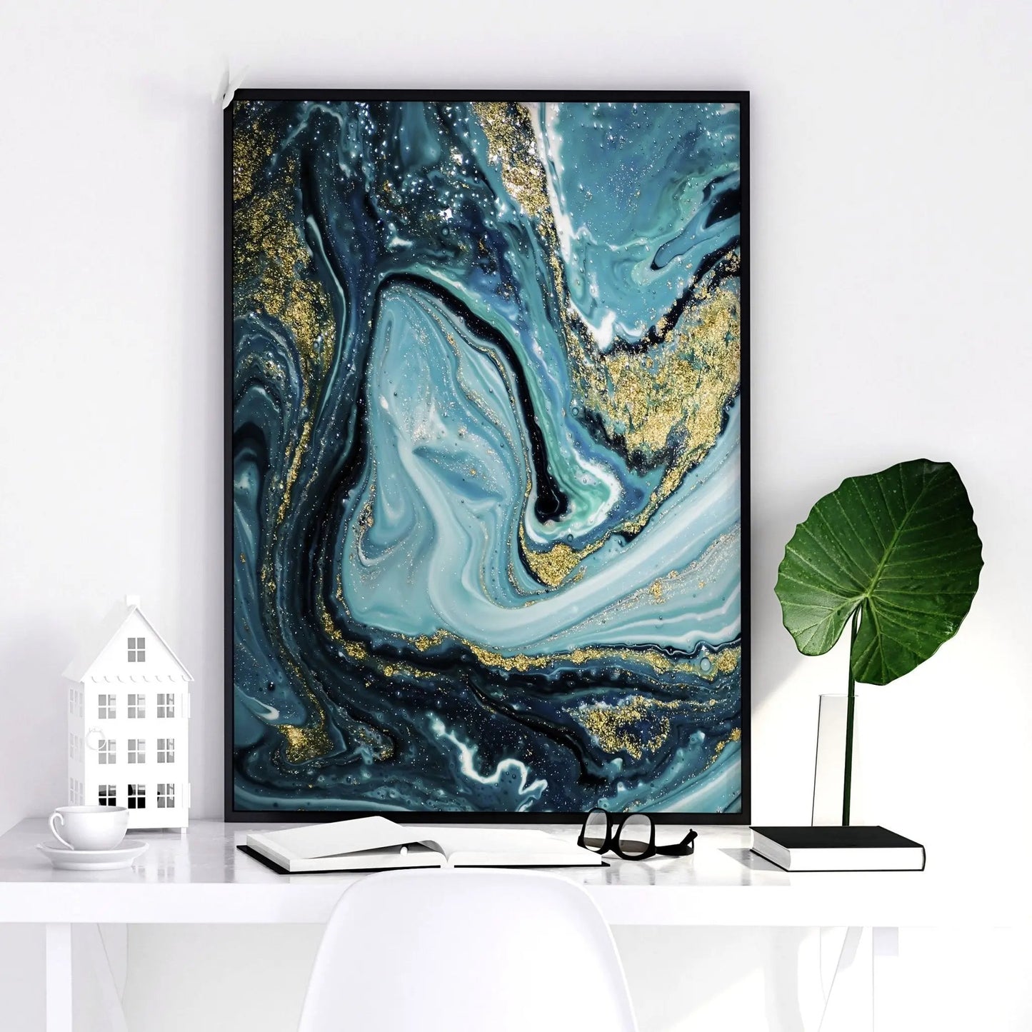 Teal Luxurious Wall Art | Set of 2 Framed Wall Art Prints About Wall Art