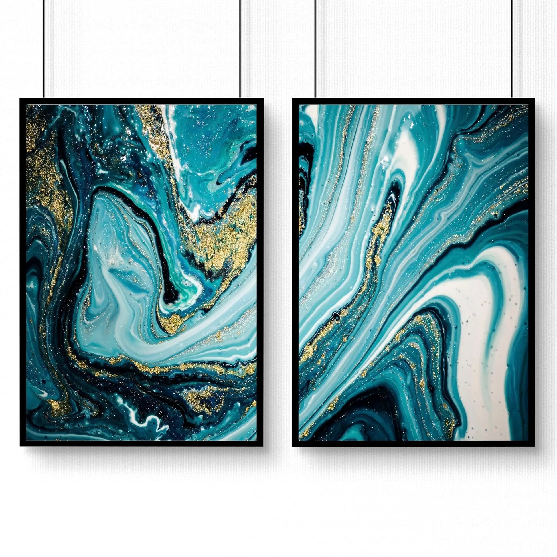 Teal Luxurious Wall Art | Set of 2 Framed Wall Art Prints About Wall Art