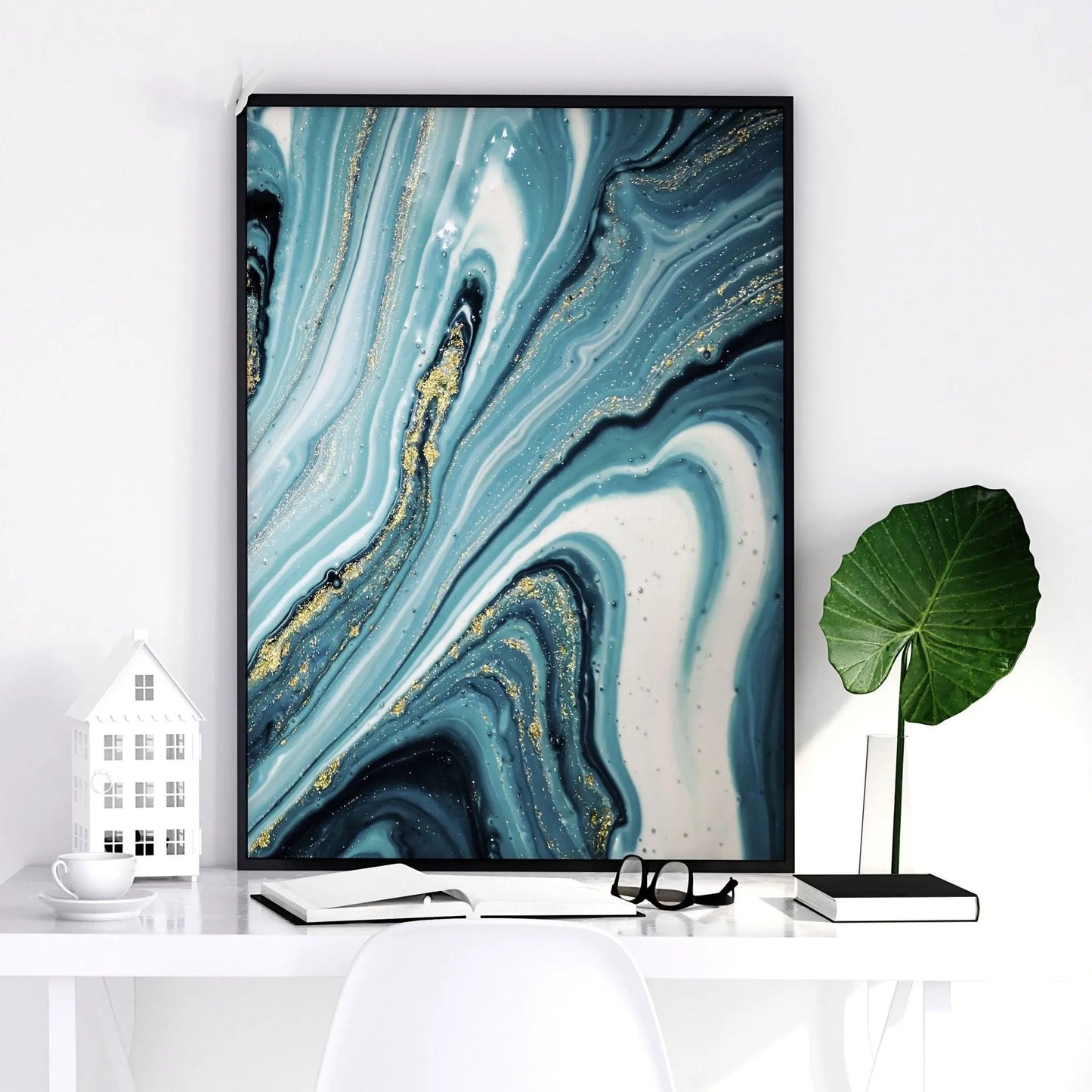 Teal Luxurious Wall Art | Set of 2 Framed Wall Art Prints About Wall Art