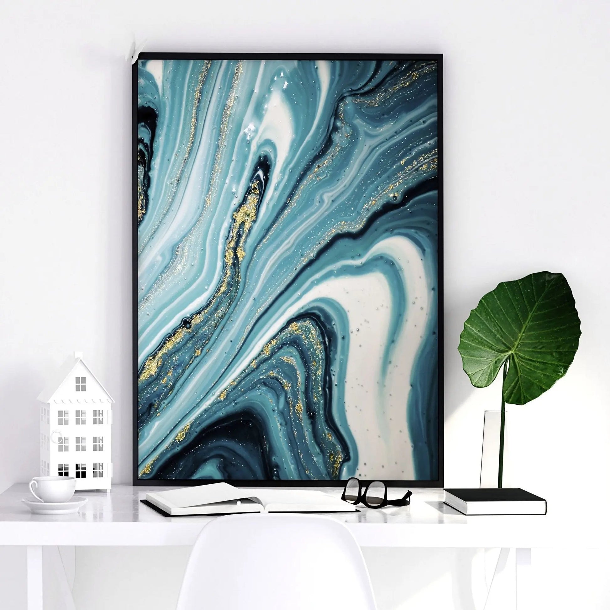 Teal Luxurious Wall Art | Set of 2 Framed Wall Art Prints About Wall Art