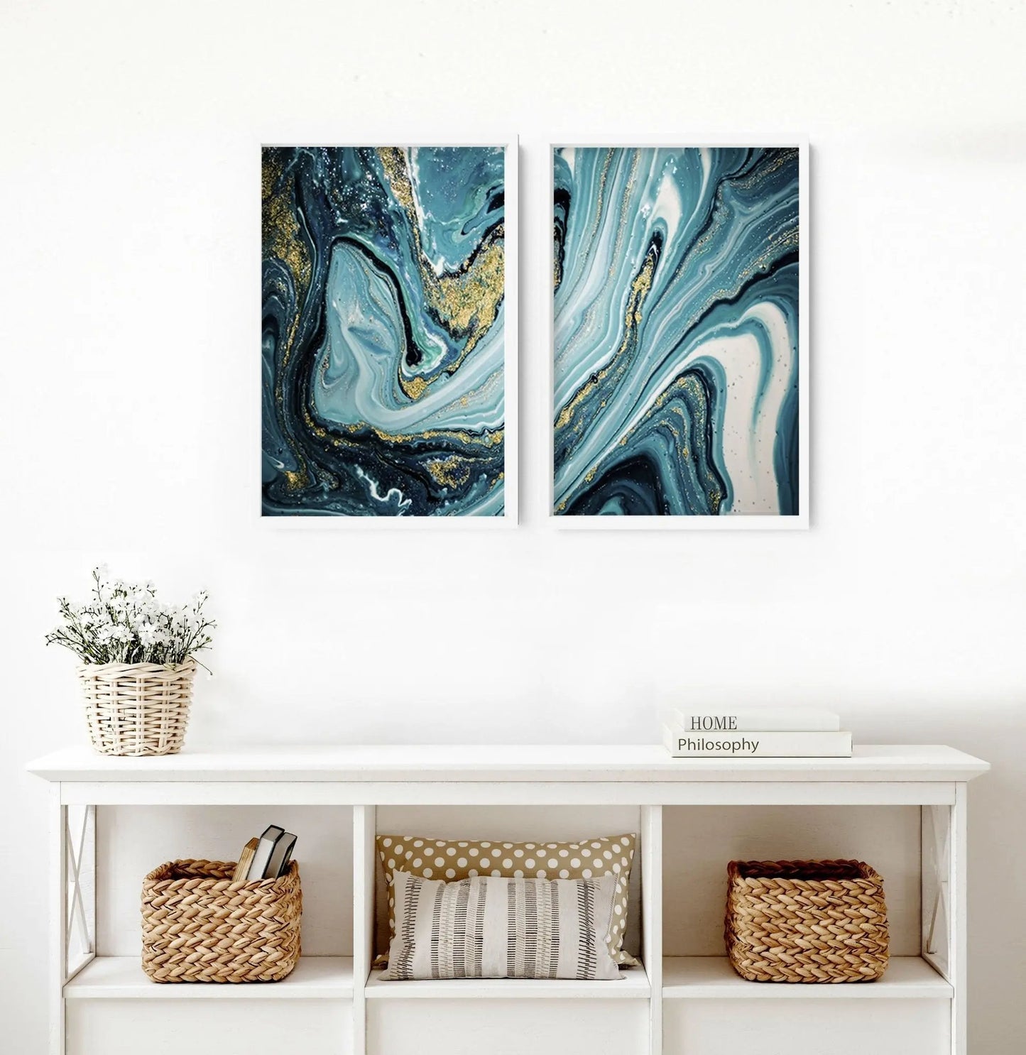 Teal Luxurious Wall Art | Set of 2 Framed Wall Art Prints About Wall Art