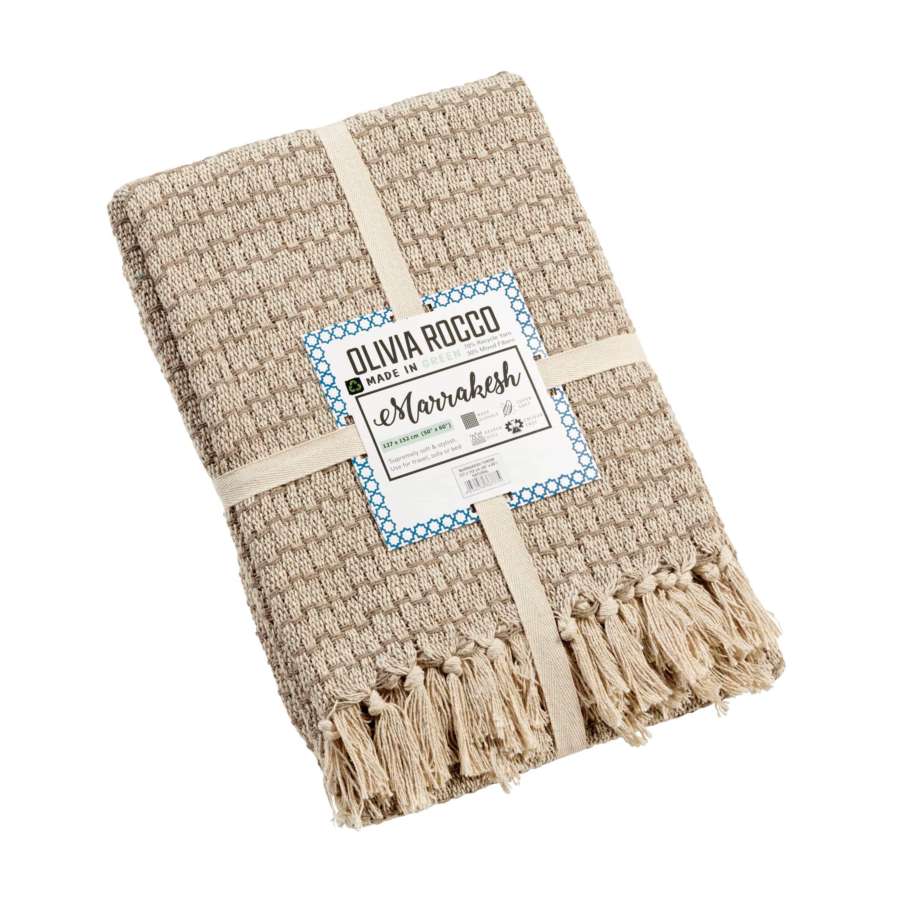 Marrakesh Eco-Friendly Super Soft Cotton Throws Lightweight Sustainable Recycled Cotton for Sofa Bed Chair Calming Colours By OLIVIA ROCCO