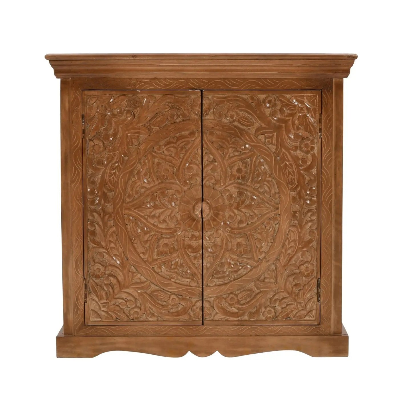 Carved Mango Wood Sideboard With 2 Doors Verty Furniture