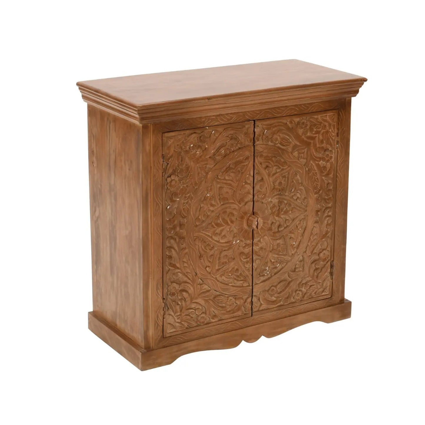 Carved Mango Wood Sideboard With 2 Doors Verty Furniture