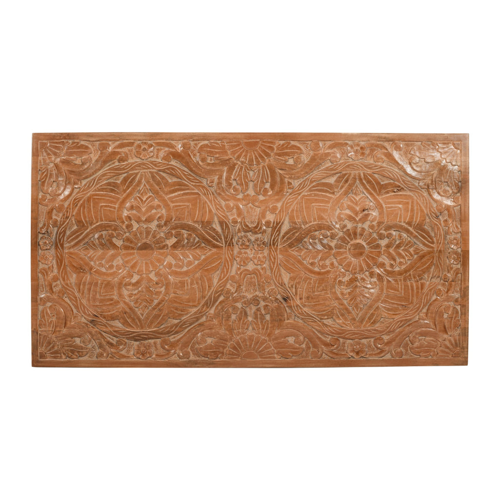 Carved Mango Wood Bed Frame Headboard