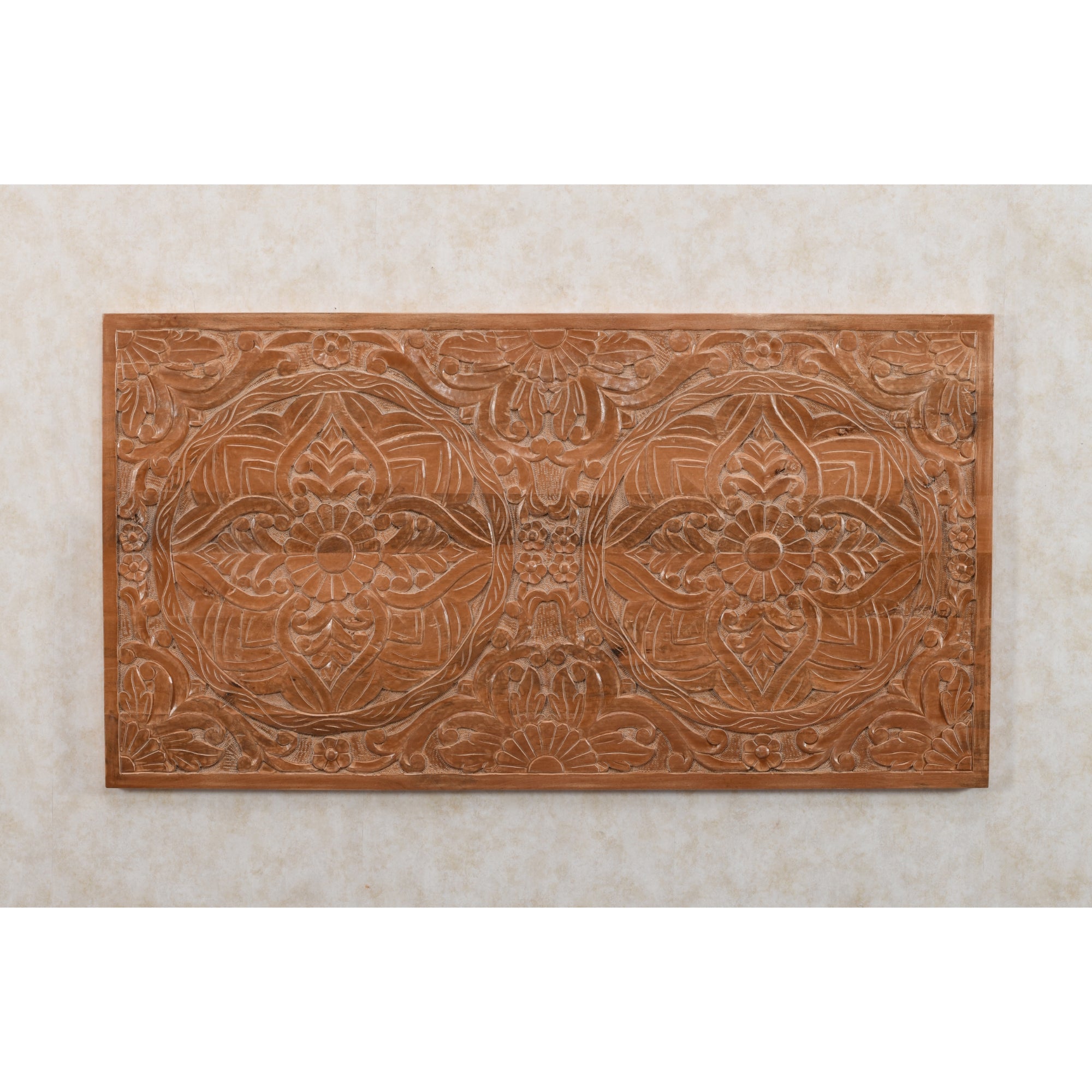 Carved Mango Wood Bed Frame Headboard