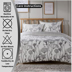 Meadow Grey Reversible Duvet Cover Set with Pillowcases Stylish Chic Design Durable Breathable Polyester Quilt Cover for Master Guest Rooms by OLIVIA ROCCO