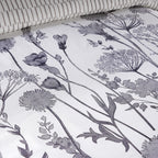 Meadow Grey Reversible Duvet Cover Set with Pillowcases Stylish Chic Design Durable Breathable Polyester Quilt Cover for Master Guest Rooms by OLIVIA ROCCO