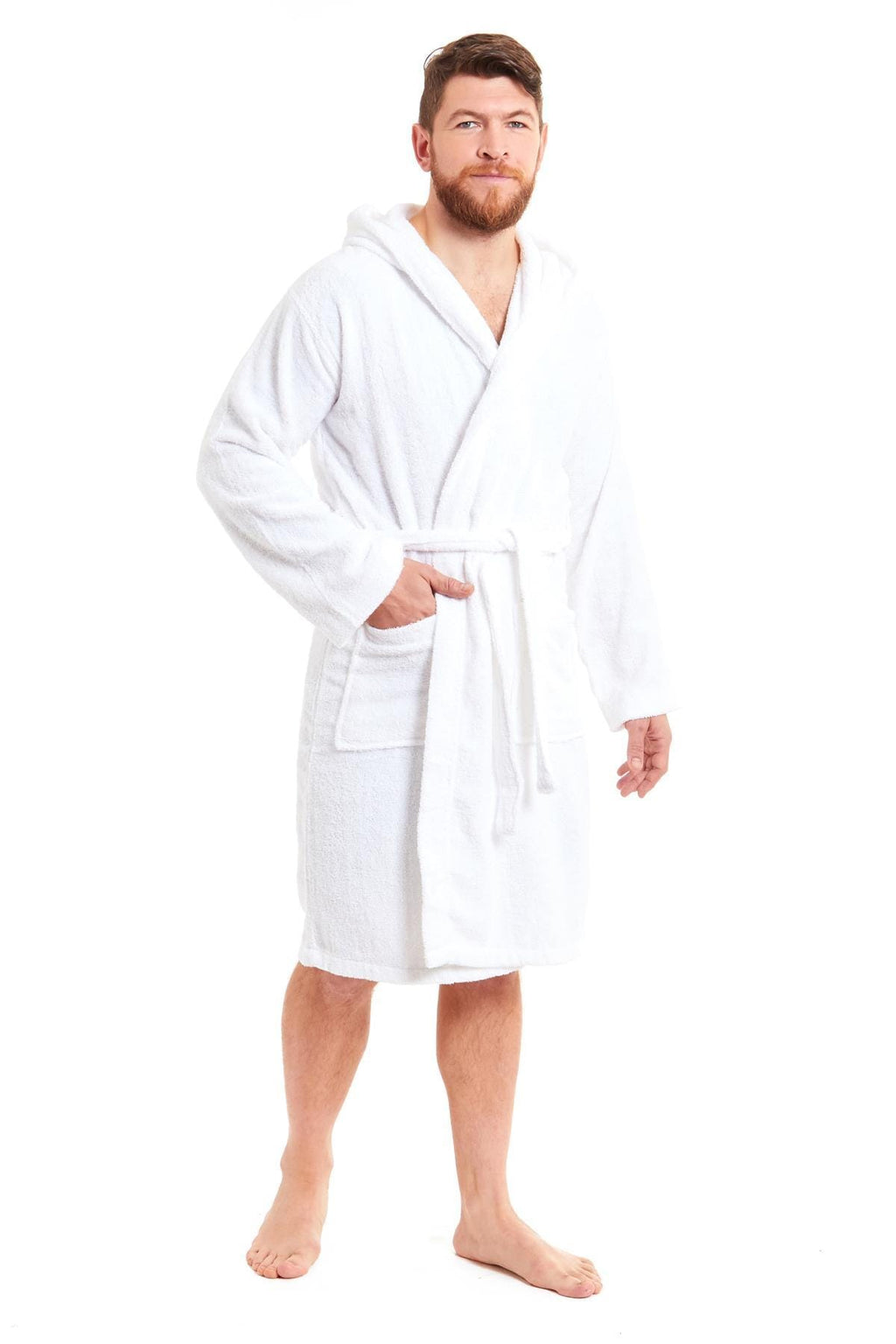 Men's Luxury Bamboo Cotton Hooded Bathrobe Ultra-Soft Towelling Robe for Home Gym and Spa in Multiple Sizes and Colours by Daisy Dreamer