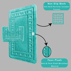 Miami 2 Piece Duck Egg Bath Mat & Pedestal Set Non-Slip Soft & Absorbent Bathroom Mat Set for Comfort & Safety by OLIVIA ROCCO
