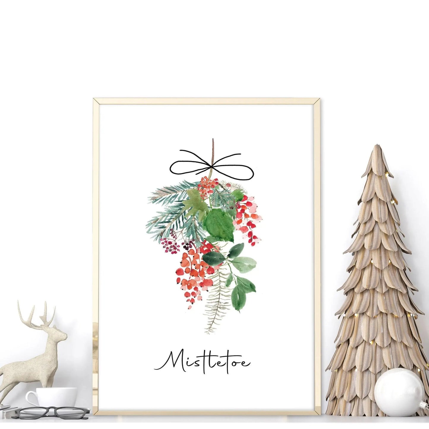 Christmas wall decorations indoor | Mistletoe wall art print About Wall Art