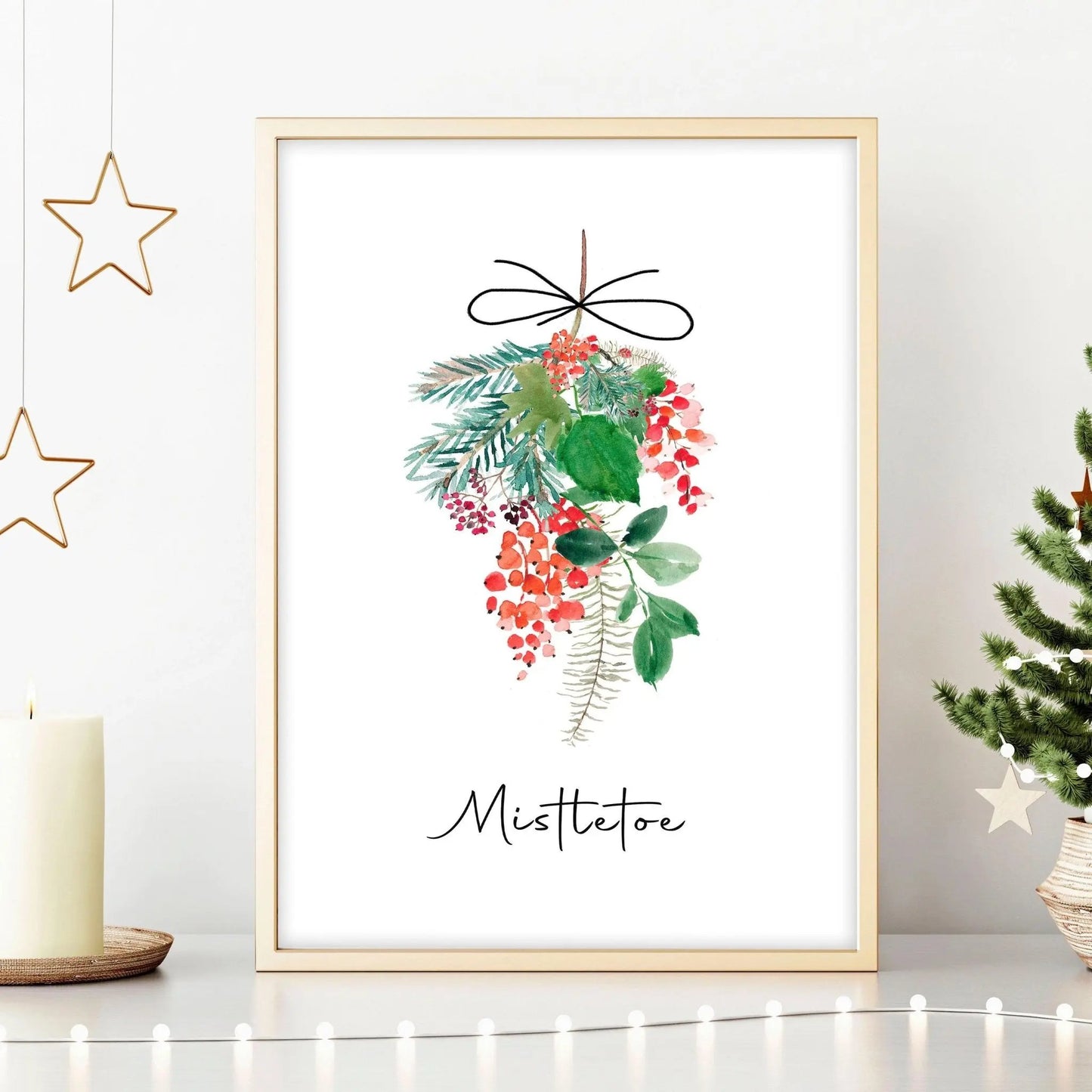 Christmas wall decorations indoor | Mistletoe wall art print About Wall Art