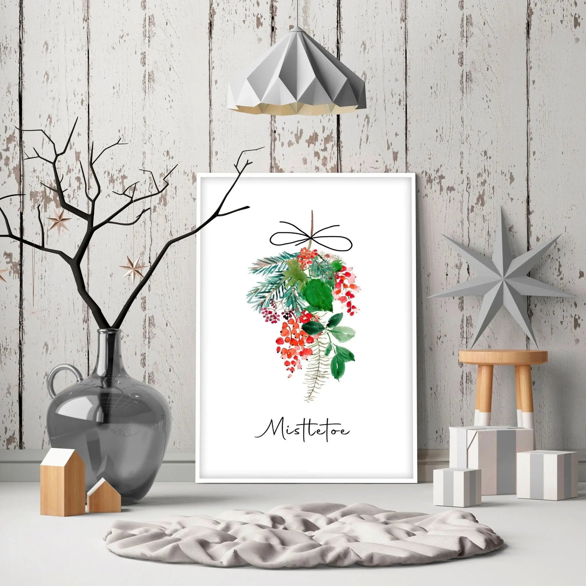 Christmas wall decorations indoor | Mistletoe wall art print About Wall Art