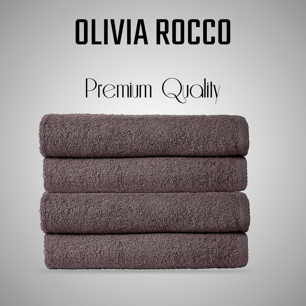 Pack of 4 Large Quick-Drying Lightweight Easycare Indus Valley Cotton Bath Sheets 80x140cm for Home Travel Gym Holidays Multiple Colours by OLIVIA ROCCO