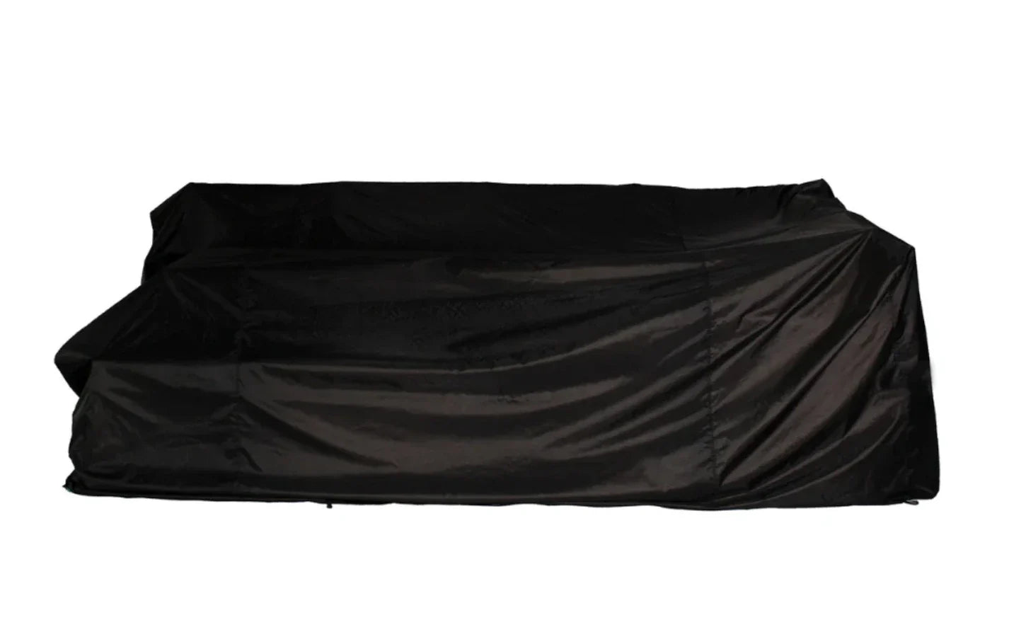 Black custom-fitted waterproof cover for Stockholm Corner sofa, protecting outdoor furniture