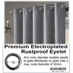 Paris Eyelet Jacquard Curtains Grey Geometric Pattern Thermal Insulated Light Blocking for Bedroom Lounge by OLIVIA ROCCO