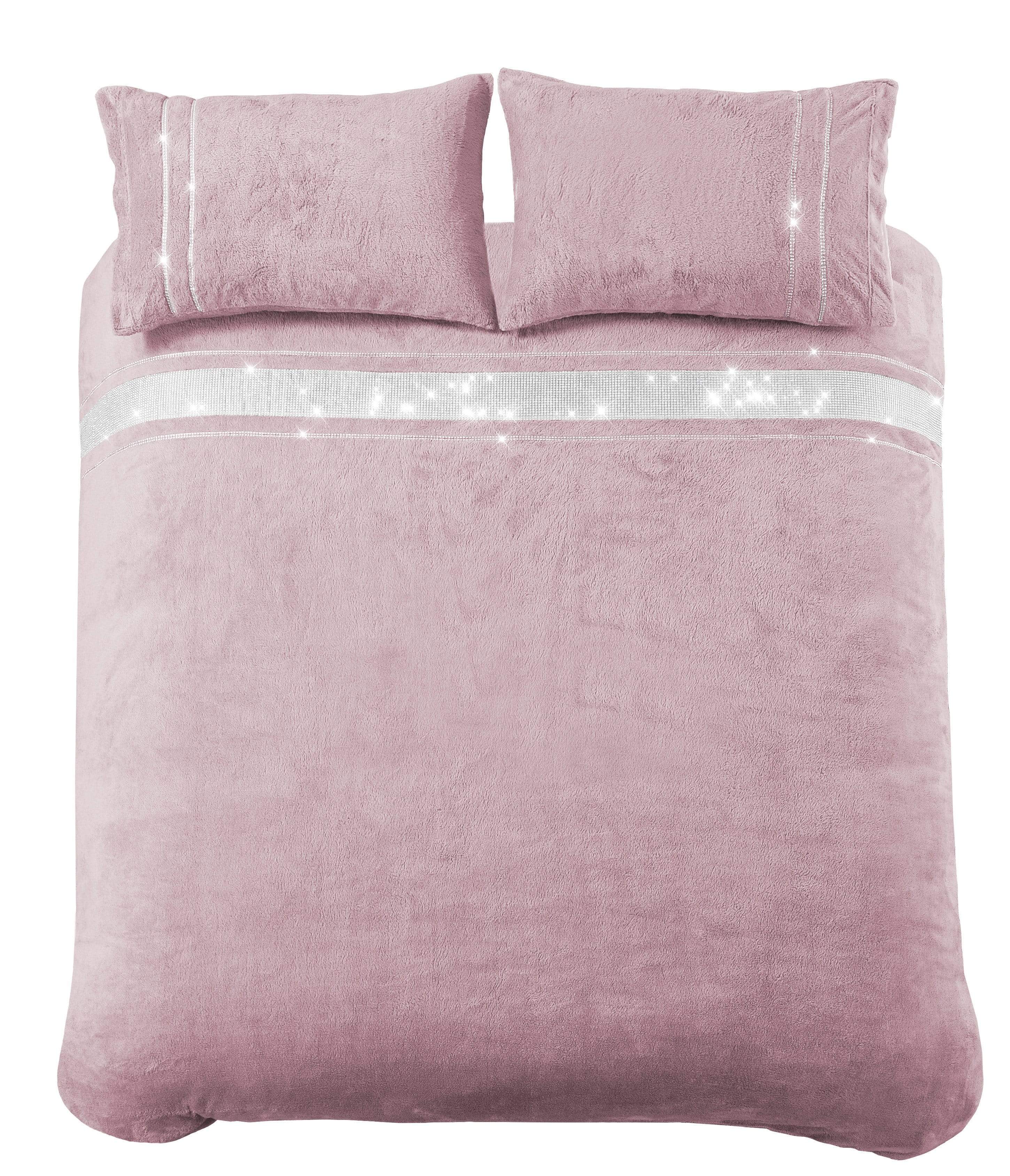 Paris Glitz Teddy Fleece Duvet Set Luxurious Handwoven Diamante Detailing Super Soft Faux Fur OEKO-TEX Certified Multiple Sizes Available by OLIVIA ROCCO