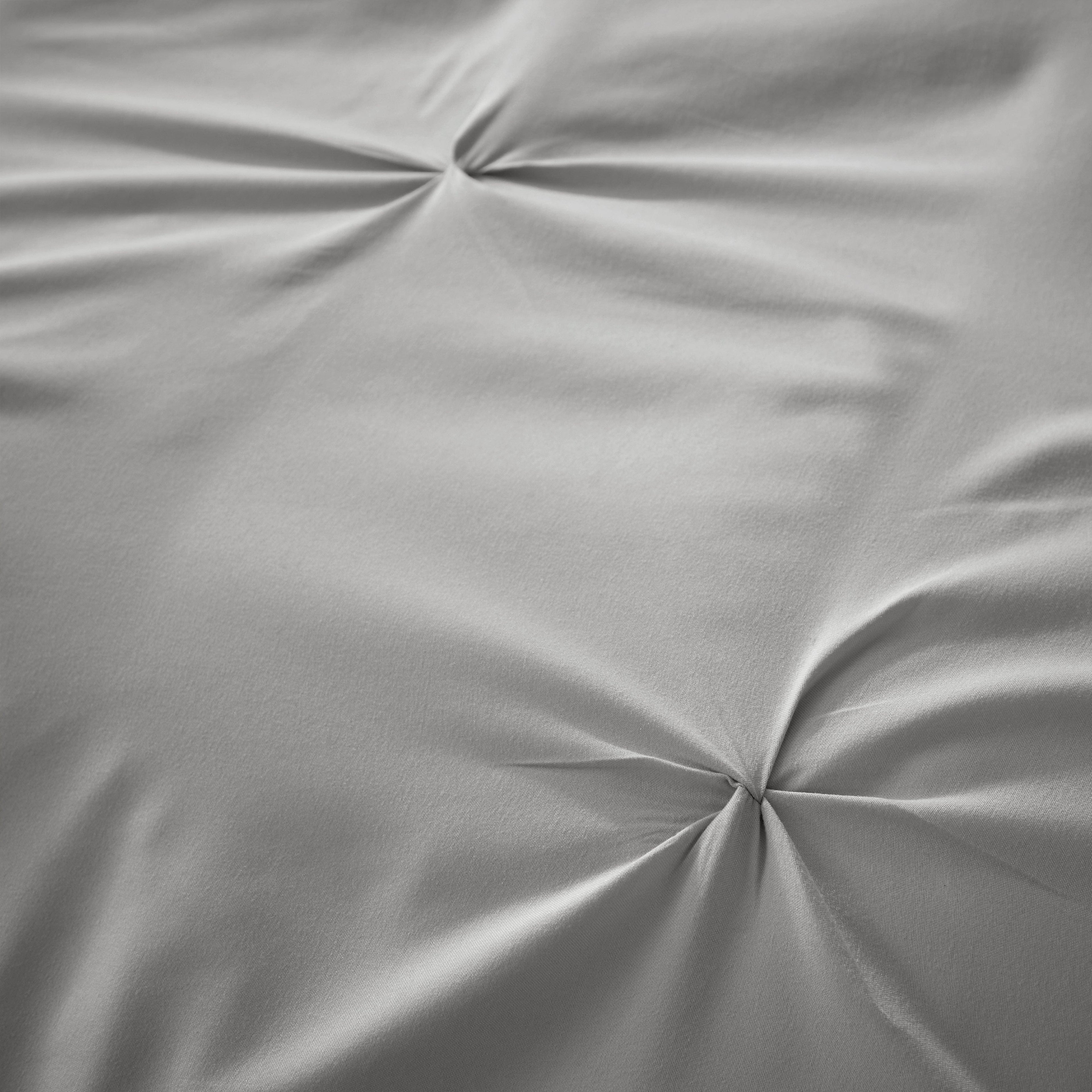Pintuck Grey Microfibre Duvet Cover Set with Pillowcases Soft Breathable Easy Care Bedding Set Quilt Cover by OLIVIA ROCCO
