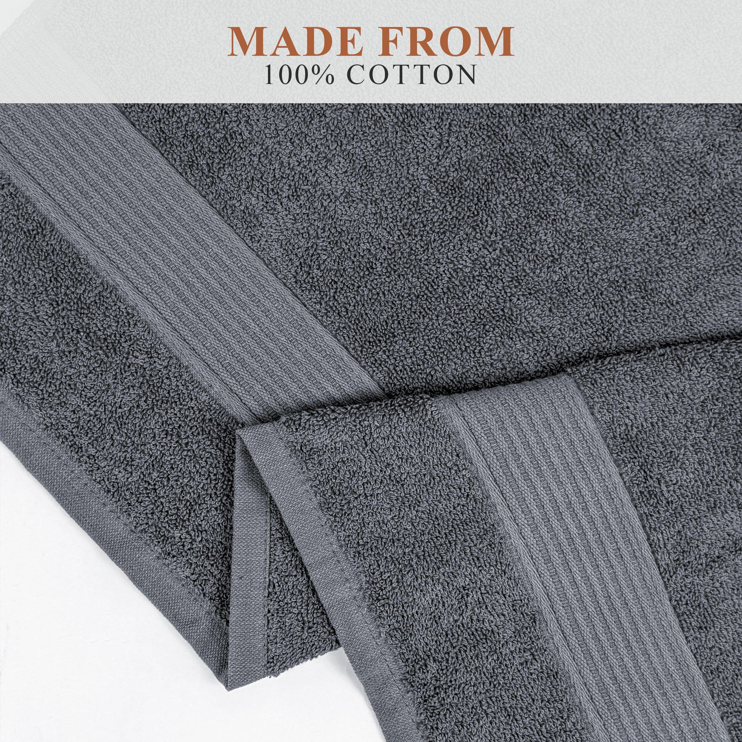 Rhodes Towel Grey 100% Cotton Hotel Quality Soft Super Absorbent Hand Bath Towels, Sheets & Face Cloths by OLIVIA ROCCO