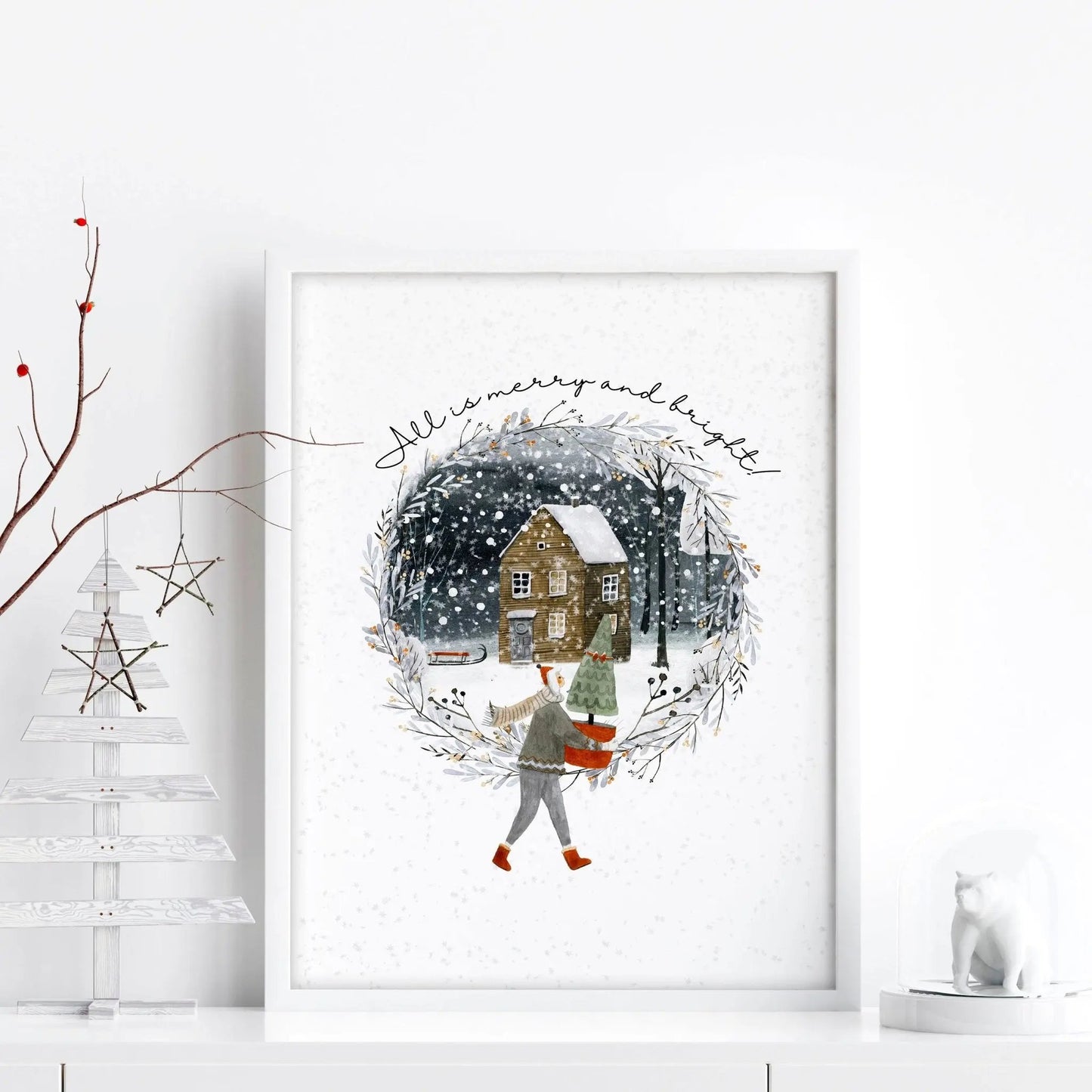 Christmas decor in living room wall art print About Wall Art