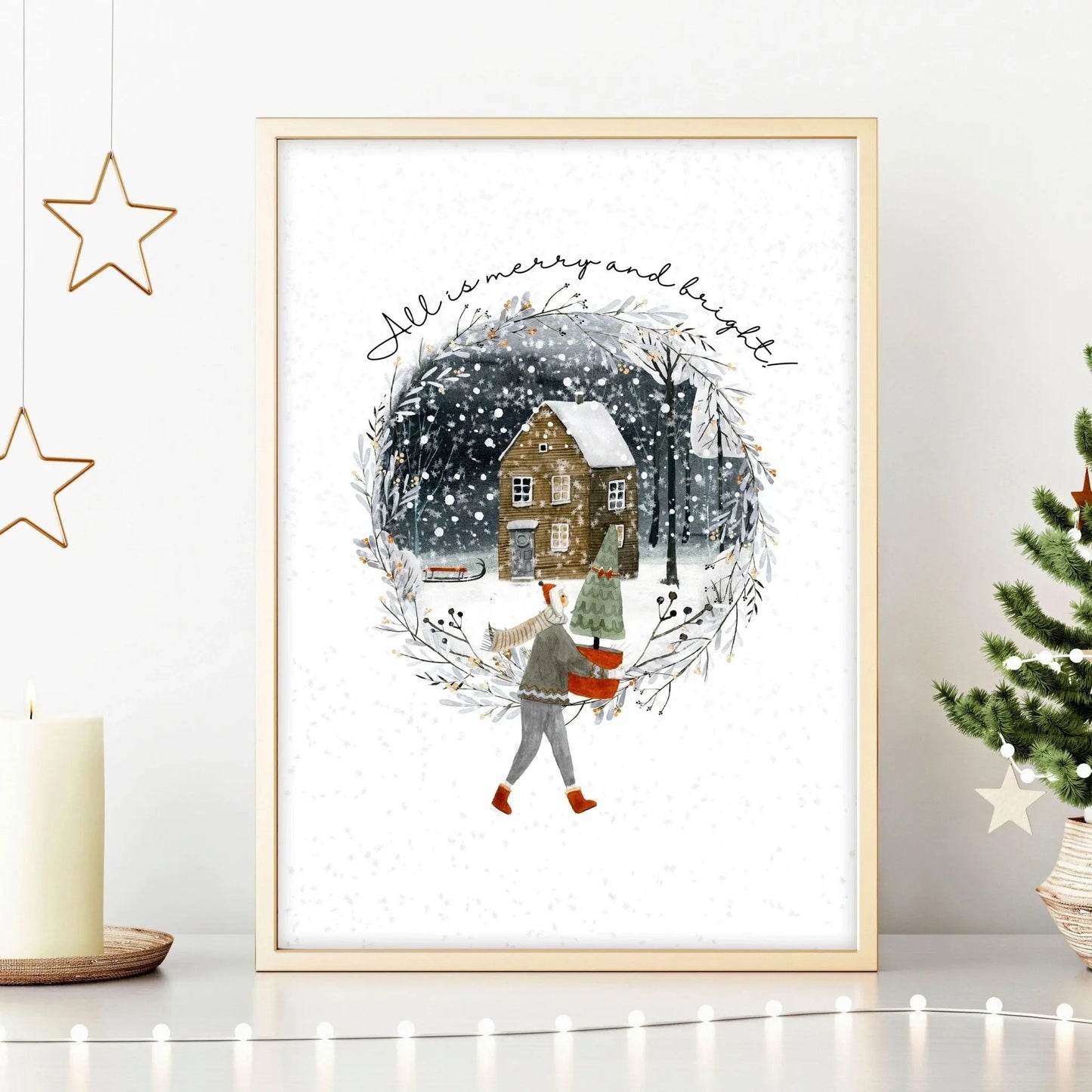 Christmas decor in living room wall art print About Wall Art