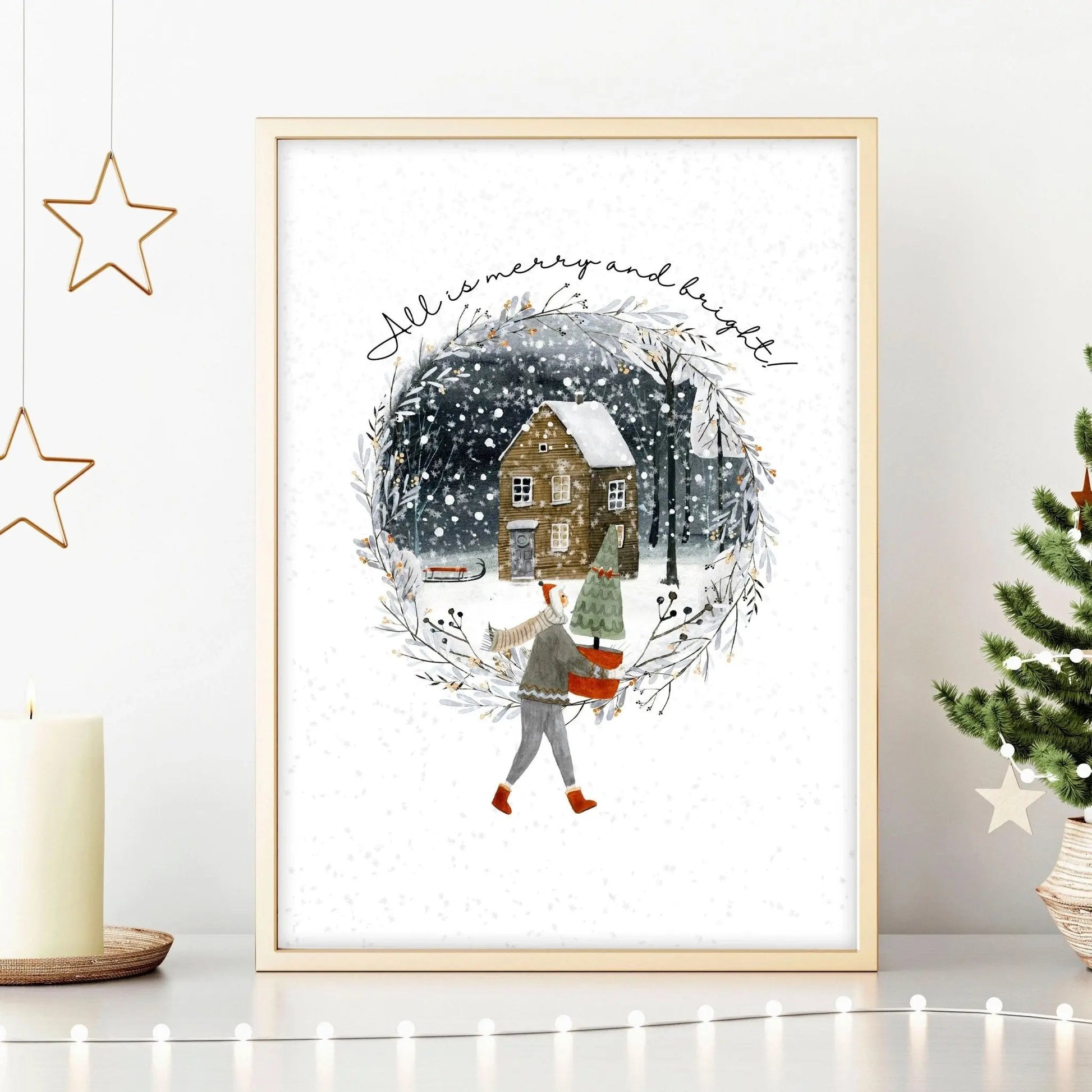 Christmas decor in living room wall art print About Wall Art