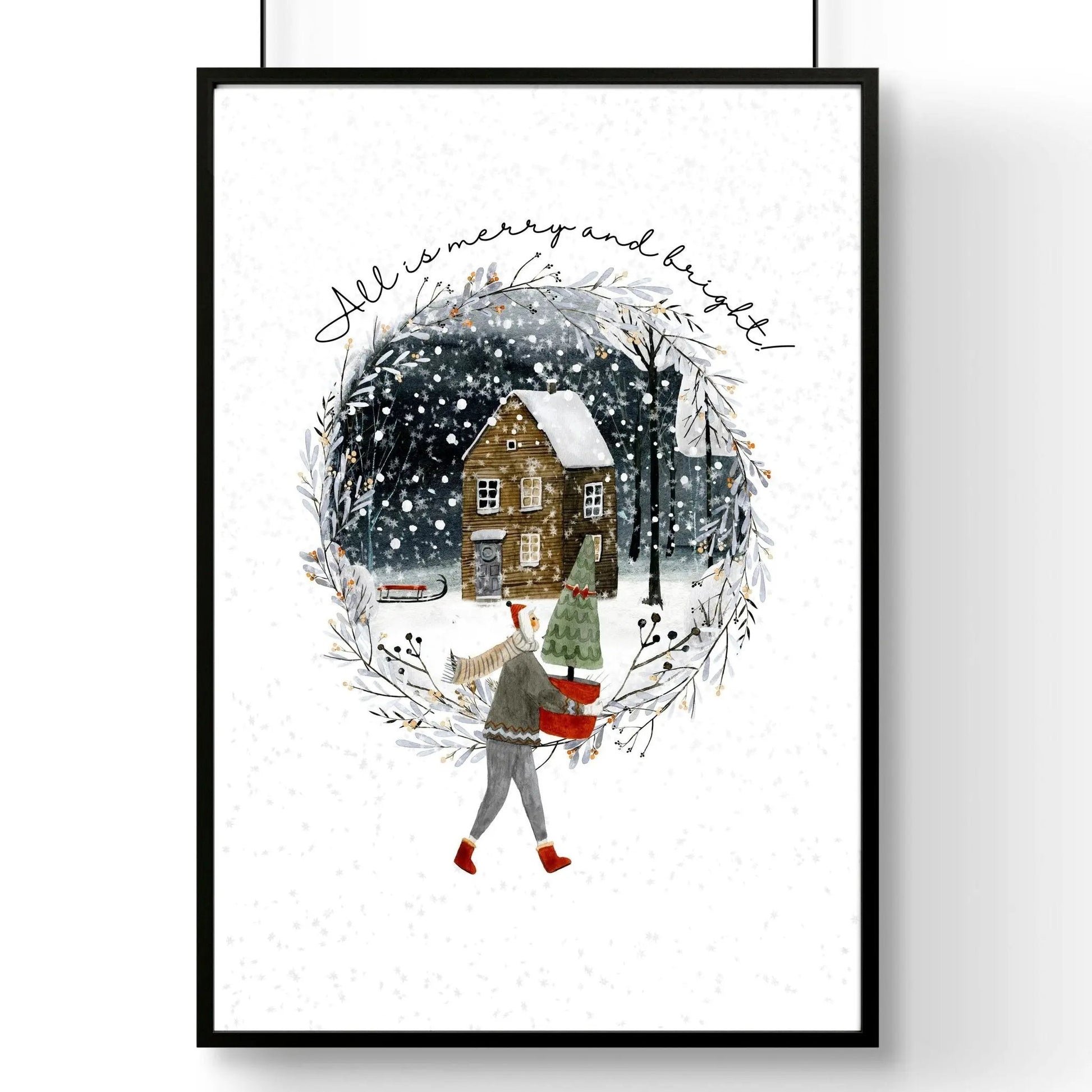 Christmas decor in living room wall art print About Wall Art