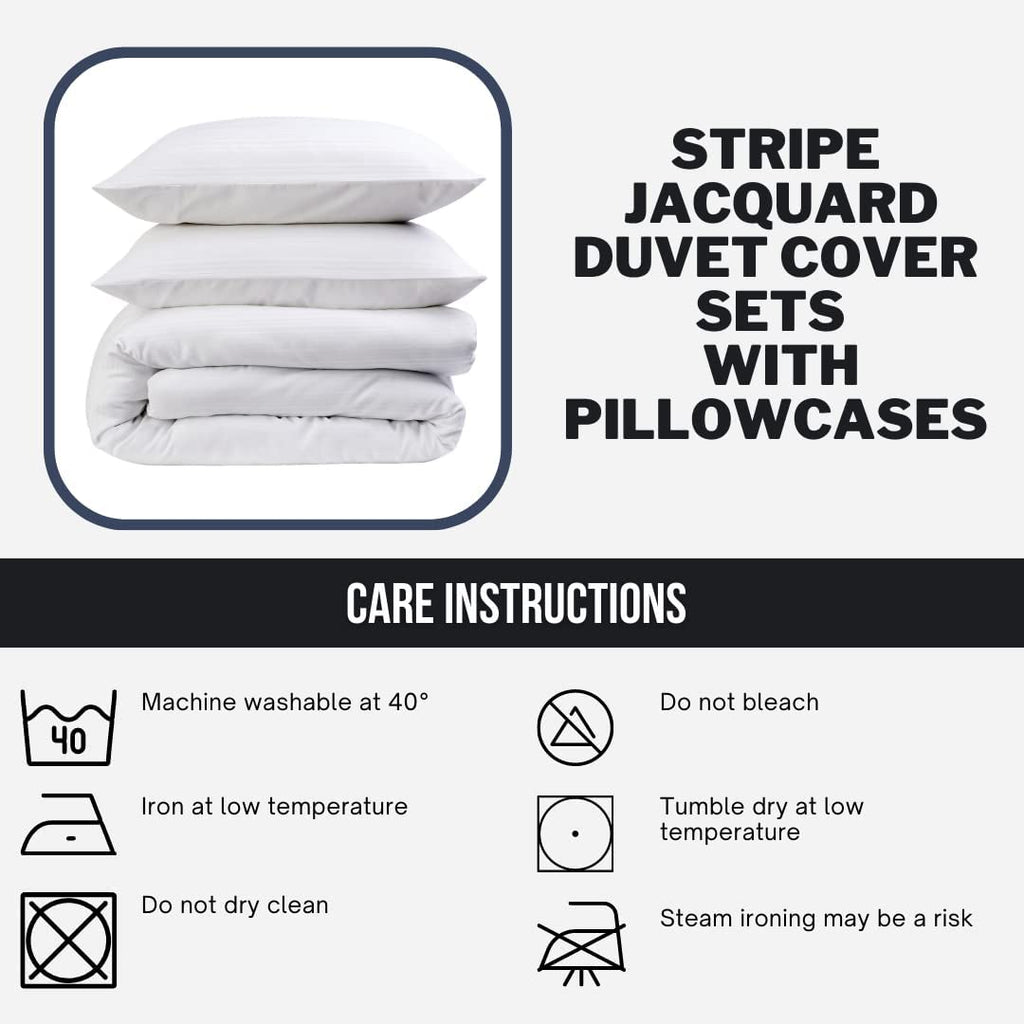 Stripe Jacquard Reversible Cotton Blend Duvet Cover Set with Pillowcases Luxurious Eco-Friendly Bedding for Master and Guest Bedrooms Multiple Sizes and Colours by OLIVIA ROCCO