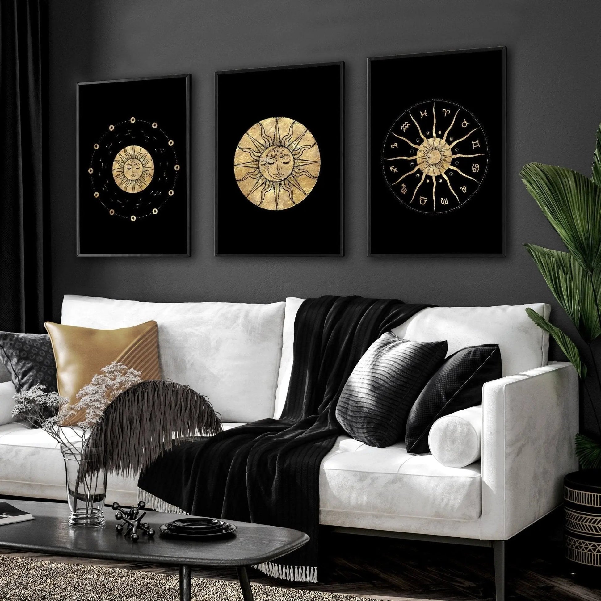 Sun and moon drawing | set of 3 framed wall art About Wall Art