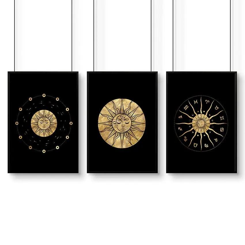 Sun and moon drawing | set of 3 framed wall art About Wall Art