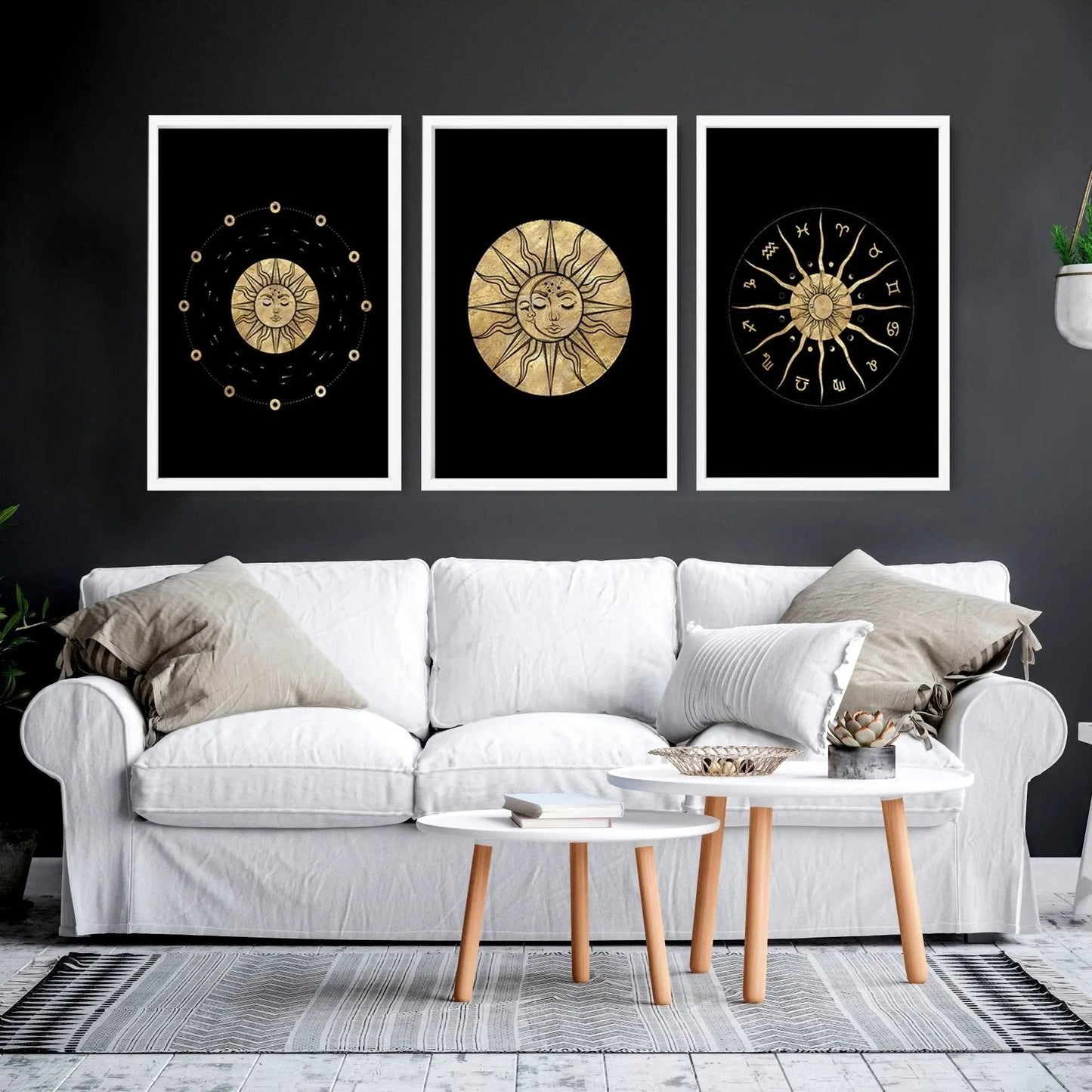 Sun and moon drawing | set of 3 framed wall art About Wall Art