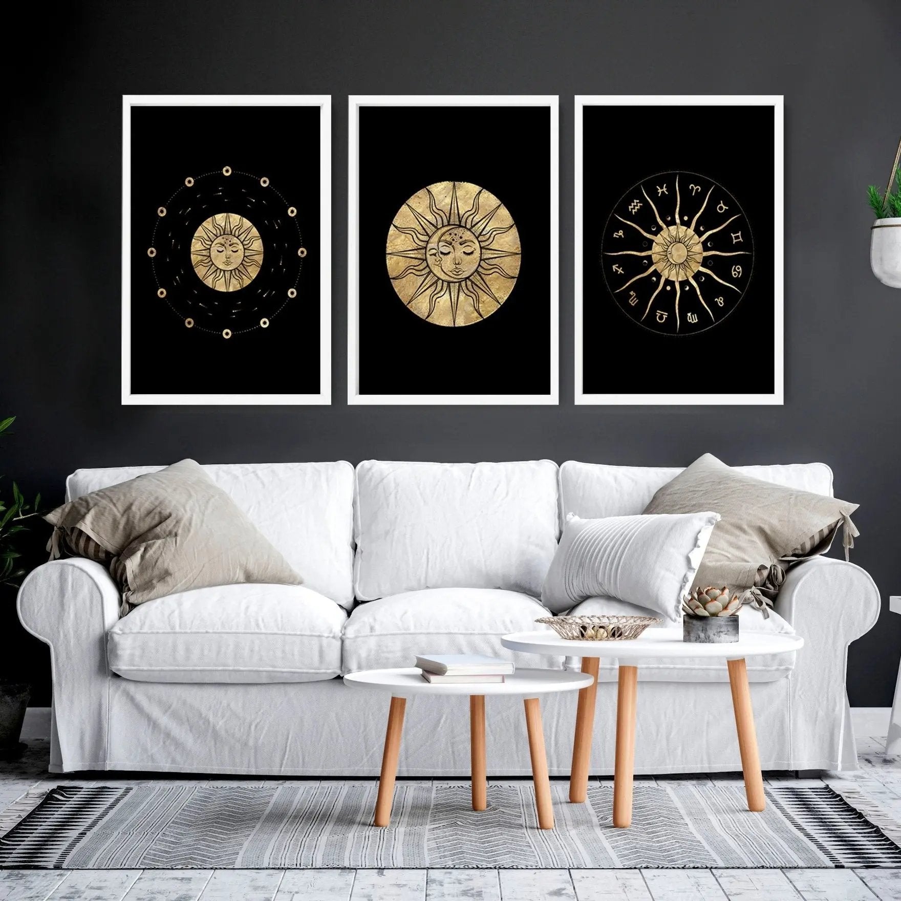 Sun and moon drawing | set of 3 framed wall art About Wall Art