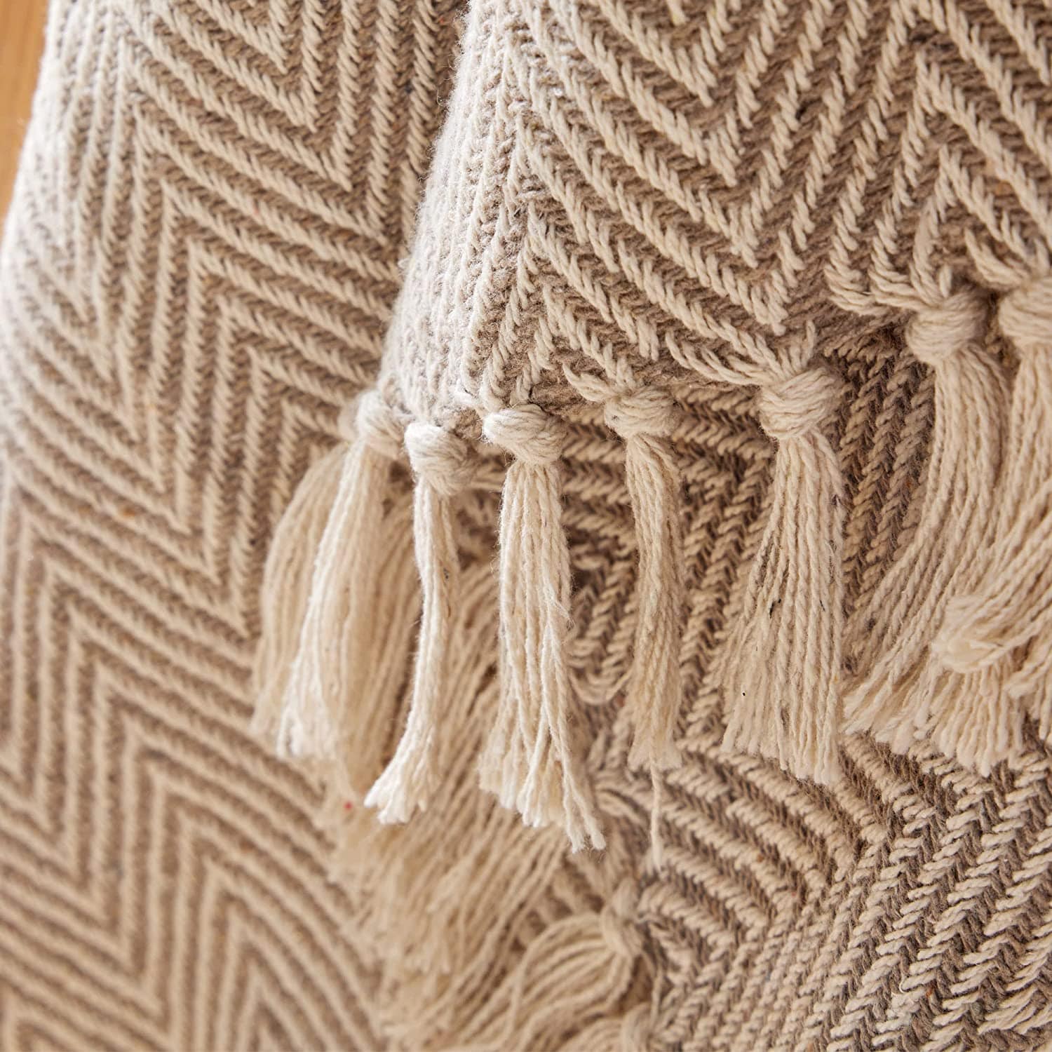 Tangier Super Soft Recycled Cotton Throw Blanket with Decorative Tassels Lightweight Cozy for Sofa Bed Chair Stylish Eco-Friendly by OLIVIA ROCCO