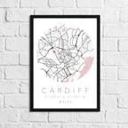 Couple Personalised Valentines Love Engagement Wedding Any Place Circle City Print Coordinates Wall Decor Print