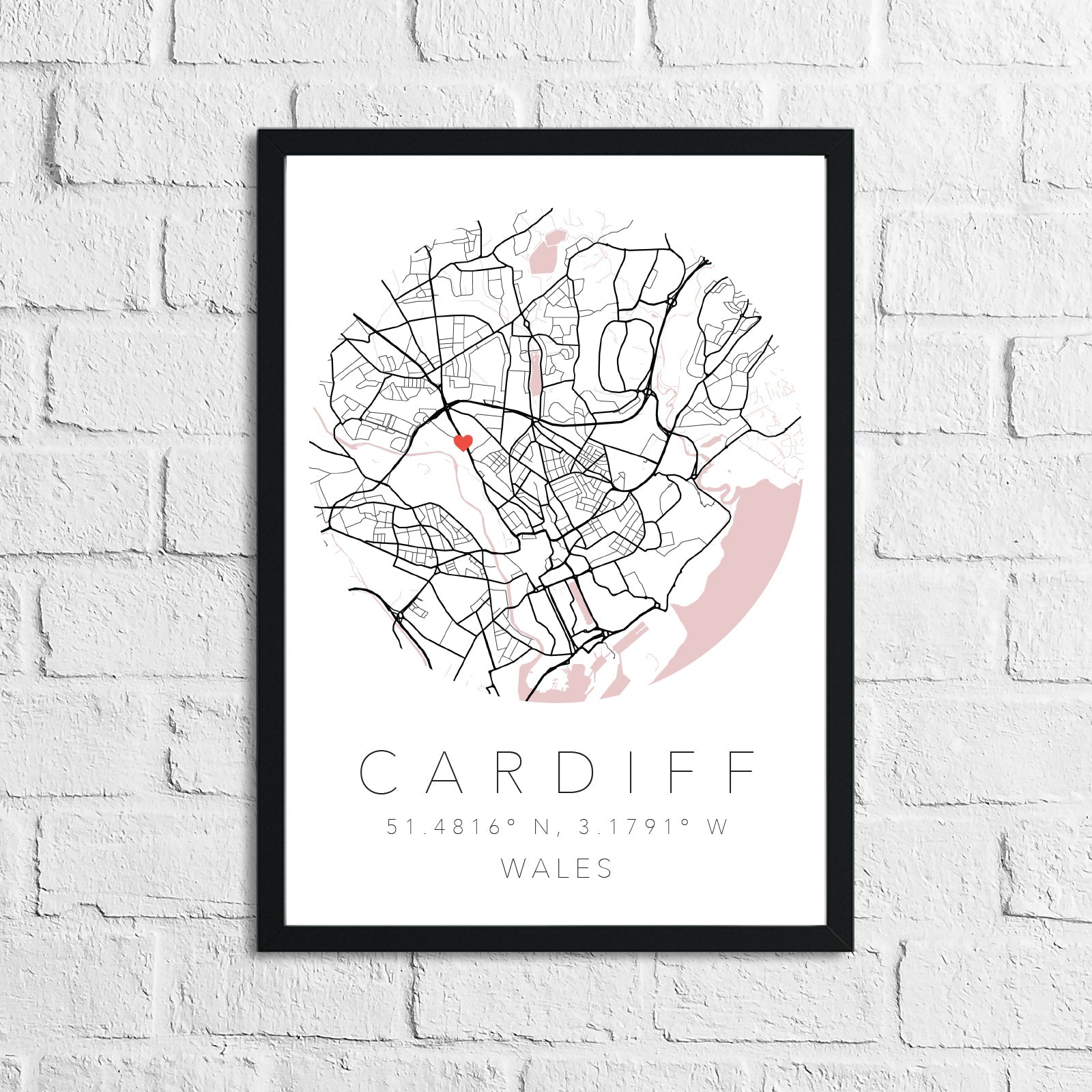 Couple Personalised Valentines Love Engagement Wedding Any Place Circle City Print Coordinates Wall Decor Print