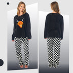 Women's Highland Cow Thermal Fleece Pyjamas Set Soft Warm Winter PJs Animal Print Loungewear Sleepwear Long Sleeve Top and Bottom by Daisy Dreamer