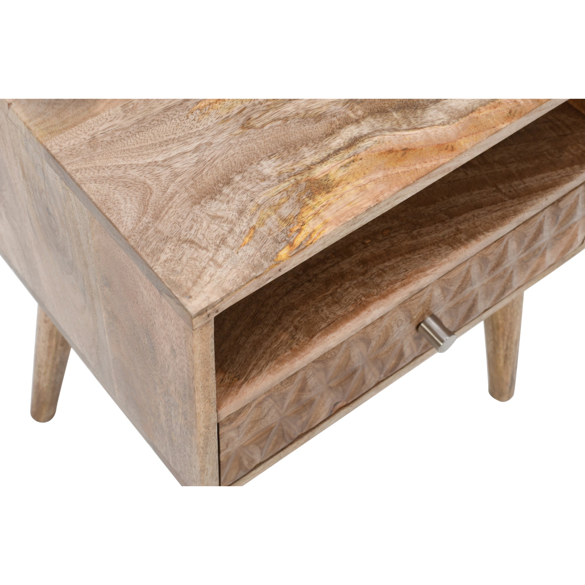 Marlow Light Mango Wood Bedside Table with 1 Drawer & Open Slot